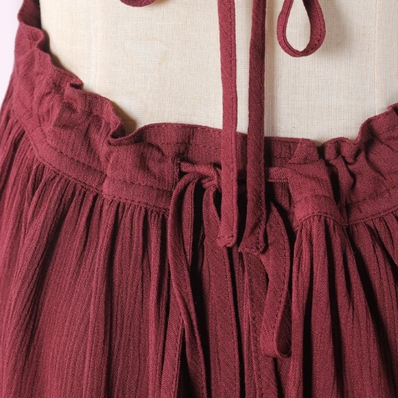 SOLD OUT Wine Swiss Dot Mesh Boho Halter Mini Dress - Picture 5 of 6